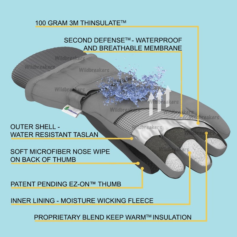 Zelda Matilda 3M 100G Thinsulate - Waterproof Warmest Winter Kids Gloves For Boys and Girls - Image 2